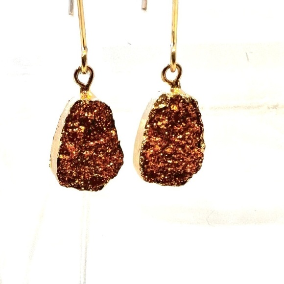DANGLE Teardrop Druzy Earrings copper - Picture 2 of 5
